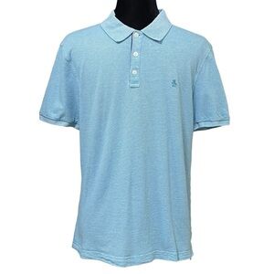 Penguin Light Blue Polo Shirt Medium Classic Fit Cotton Textured Logo Preppy Y2K